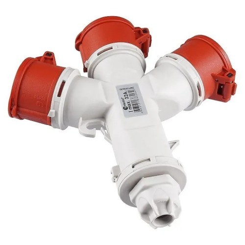Adaptador múltiple 3 salidas con entrada cable 3P+T 32A 415V IP44 - 2