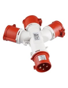 Adaptador múltiple 3 salidas con entrada clavija 3P+T 32A 415V IP44 - 1