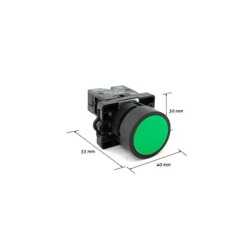 Pulsador verde rasante con retorno 1 NA IP20 Ø22mm - 3 Pulsador verde rasante con retorno 1 NA IP20 Ø22mm - 3