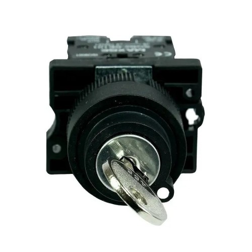 Selector plástico con llave 3 posiciones con retorno al centro 2NA - 1