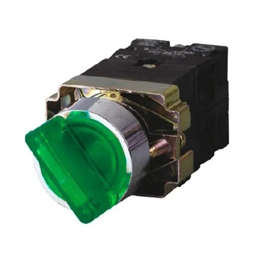 Selector plástico luminoso verde 3 posiciones 12 ~ 400V 1NA+1NC - 1