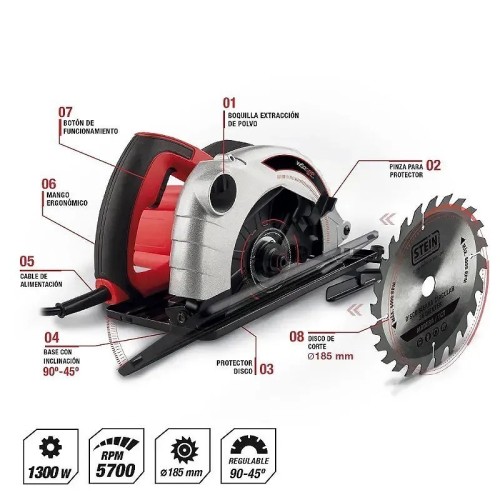 Sierra circular 185MM 1300W WORGRIP PRO - 3