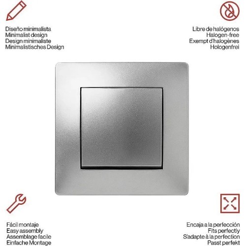 Conmutador empotrado de aluminio 10A 250V Famatel 9402 - 2 Conmutador empotrado de aluminio 10A 250V Famatel 9402 - 2