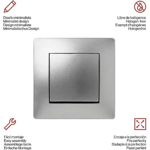 Pulsador aluminio empotrado 10A 250V Famatel 9210 - 2