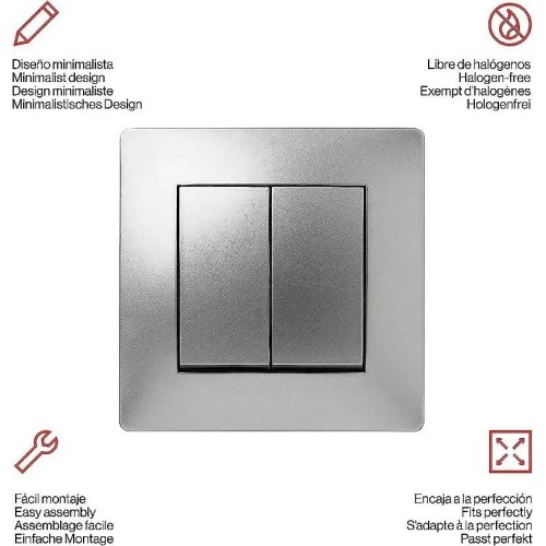 Doble Conmutador empotrado de aluminio 10A 250V Famatel 9403 - 5