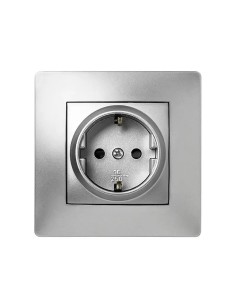 Base enchufe aluminio empotrada TT 2P+T 16A 250V Famatel 9223 - 1