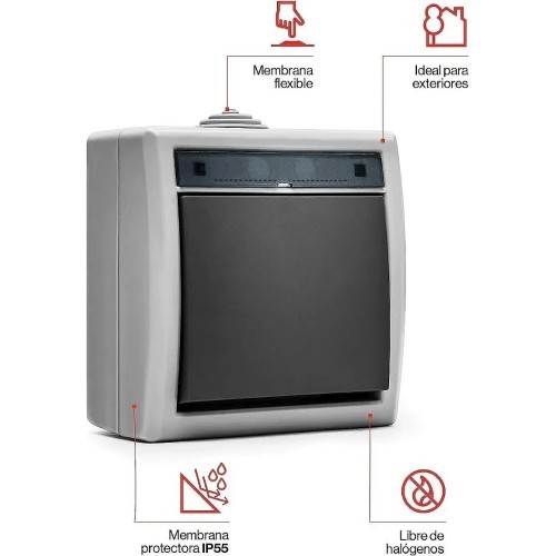 Interruptor Conmutador de superficie estanco IP55 Famatel 19075 - 3 Interruptor Conmutador de superficie estanco IP55 Famatel 19075 - 3