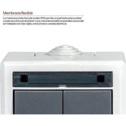Doble interruptor superficie estanco IP55 Famatel 19076 - 4 Doble interruptor superficie estanco IP55 Famatel 19076 - 4