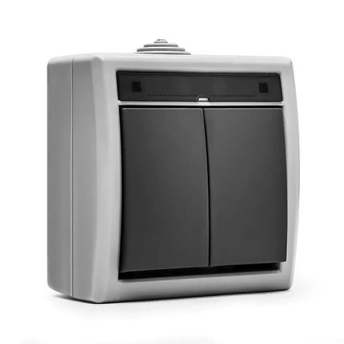 Doble interruptor superficie estanco IP55 Famatel 19076 - 1 Doble interruptor superficie estanco IP55 Famatel 19076 - 1