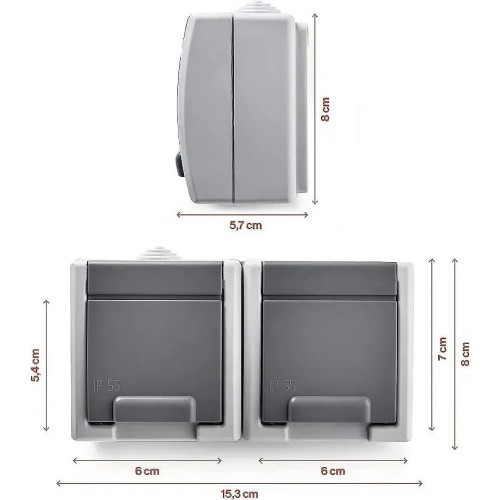 Base doble de superficie estanco IP55 Famatel 19080 - 3