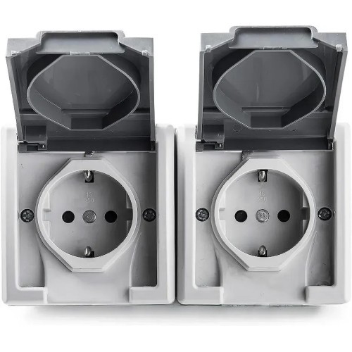 Base doble de superficie estanco IP55 Famatel 19080 - 2 Base doble de superficie estanco IP55 Famatel 19080 - 2