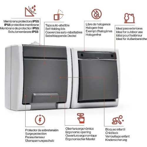 Conmutador + base de superficie estanco IP55 Famatel 19081 - 5