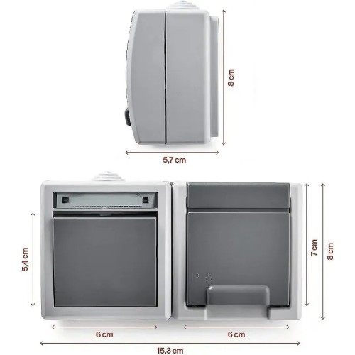 Conmutador + base de superficie estanco IP55 Famatel 19081 - 3