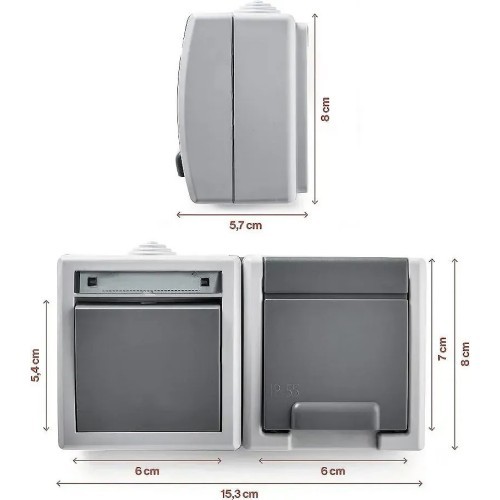 Conmutador + base de superficie estanco IP55 Famatel 19081 - 3 Conmutador + base de superficie estanco IP55 Famatel 19081 - 3