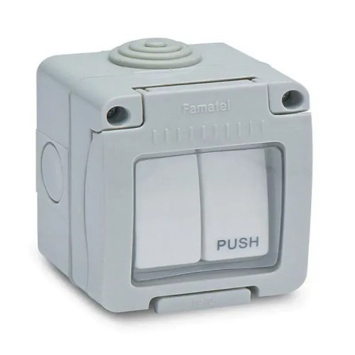 Conmutador + Pulsador de superficie estanco IP55 Famatel 19045 - 1 Conmutador + Pulsador de superficie estanco IP55 Famatel 19045 - 1