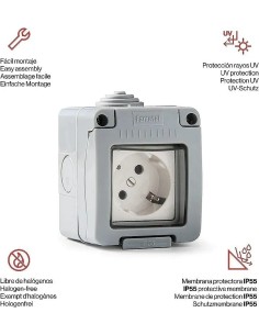 Base enchufe de superficie estanco IP55 Famatel 19068 - 1 2