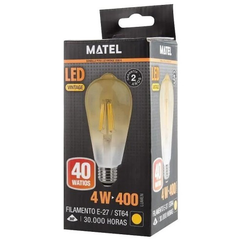 Bombilla LED Matel filamento pera vintage E27 4W - 3