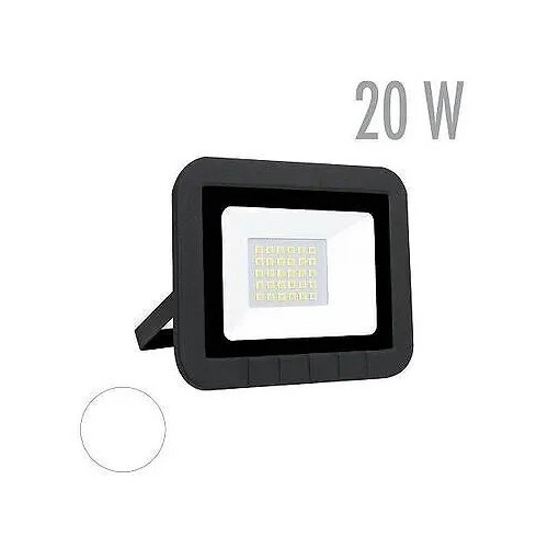 Proyector LED Matel plano negro 20W IP65 (Fría y Cálida) - 1