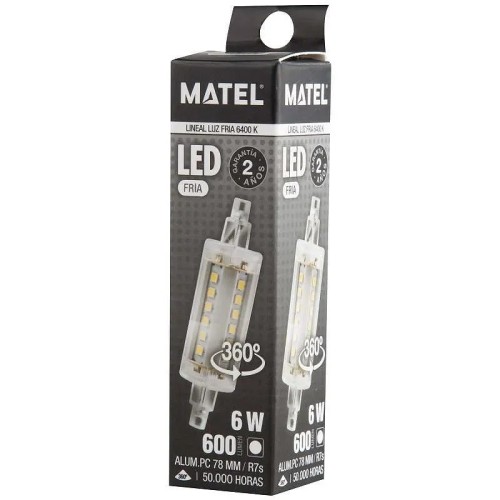 Bombilla LED matel lineal 360º 78mm 6W (Fría, Cálida) - 2