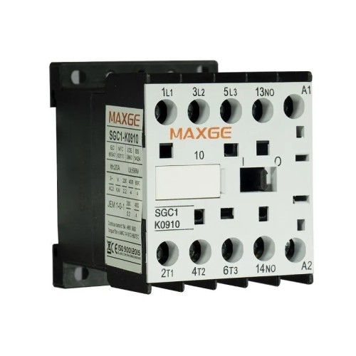 Minicontactor tripolar (NO) + 1NO 4KW - 9A 24V-415V AC - Maxge - 2