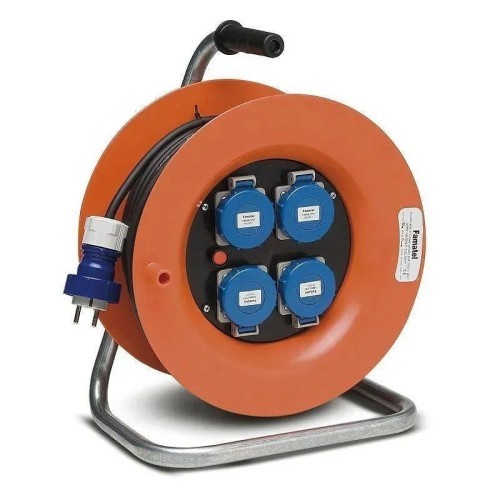 Enrollacable de 4 tomas industriales 2P+T 16A de 30 metros Famatel 30013 - 1