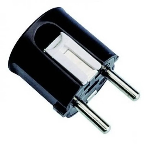 Clavija bipolar schuko negra 16A PP/PA con T.T lateral Fenoplástica - 1