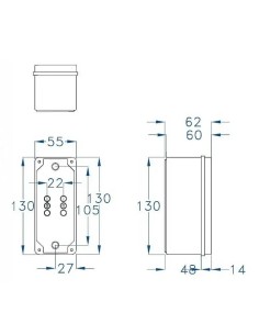 Caja eléctrica con paredes lisas 55x130x60mm IP65 Fenoplástica - 1 2