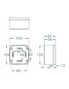 Caja eléctrica 100x100x60 mm IP65 Fenoplástica - 1 2