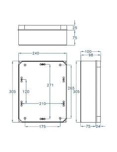 Caja estanca 310x240x100 mm IP65 Fenoplástica - 1 2