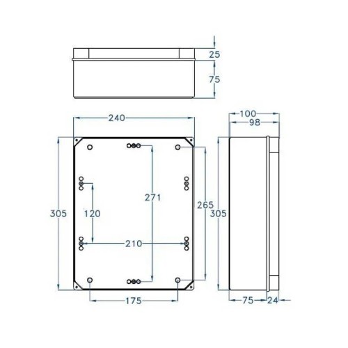 Caja estanca 310x240x100 mm IP65 Fenoplástica - 2 Caja estanca 310x240x100 mm IP65 Fenoplástica - 2