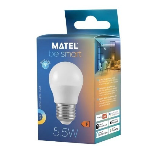 Bombilla LED Smart WiFi esférica regulable E27 5,5W CCT Bombilla LED Smart WiFi esférica regulable E27 5,5W CCT