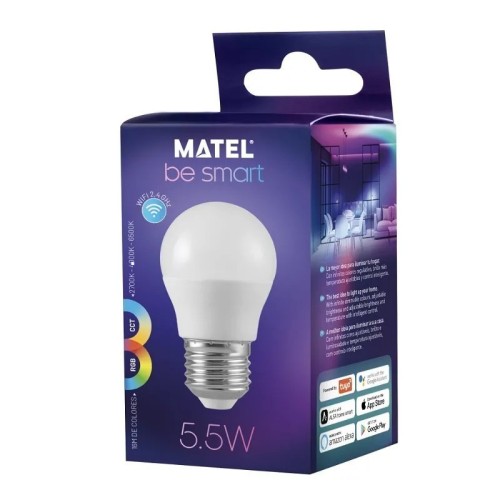 Bombilla LED Smart WiFi Matel esférica E27 5,5W RGB