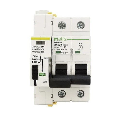 Protector DPN + sobretensiones permanentes con reconexión automática 2P 63A - 3