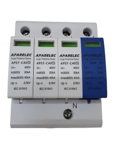Protector de sobretensiones transitorias 3P+N+T 4 módulos 40kA 415V - 2 2