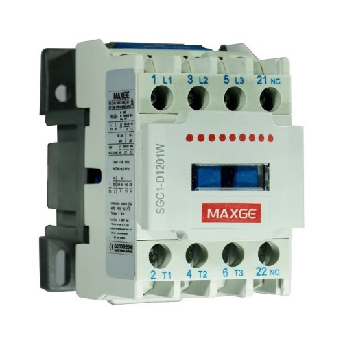 Contactor eléctrico 4P 2NO+2NC 5,5KW 12A 24 - 415V AC - Maxge - 1