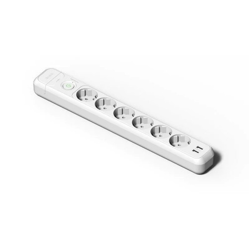 Regleta 6 tomas + 2 USB TT blanca con interruptor Famatel 2536 - 1