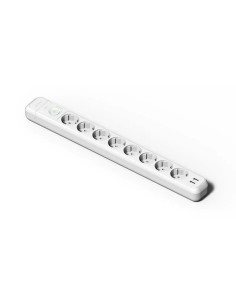 Base 8 tomas + 2 USB TT blanca con interruptor Famatel 2539 - 1