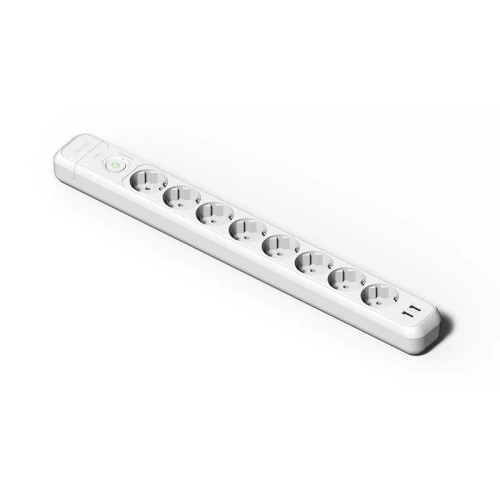 Base 8 tomas + 2 USB TT blanca con interruptor Famatel 2539 - 1