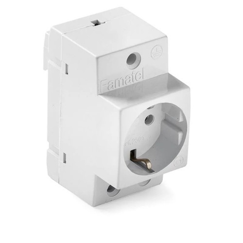 Base carril DIN 2P+T 16A 250V con toma de tierra Famatel 2501 - 1