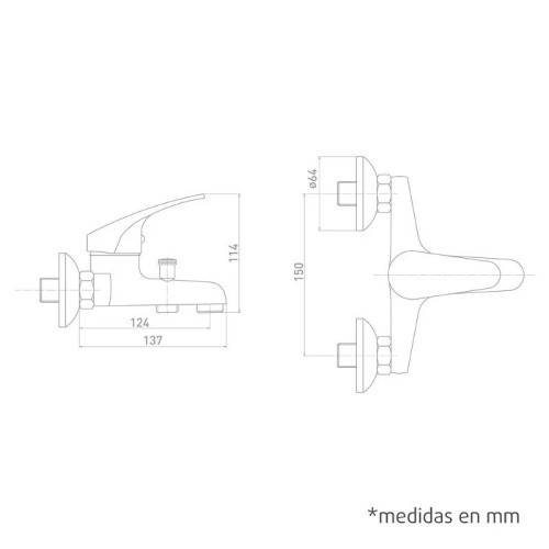 Grifo Monomando para Bañera serie Java Artic - 3 Grifo Monomando para Bañera serie Java Artic - 3