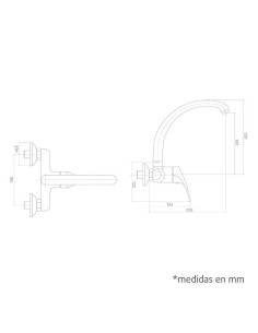 Grifo para Fregadero Caño Tubo Pared Alto serie Java Artic - 1 2