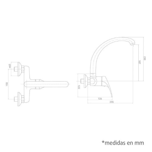 Grifo para Fregadero Caño Tubo Pared Alto serie Java Artic - 2