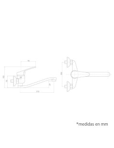 Grifo Monomando Fregadero Caño Tubo Pared serie Java Artic - 1 2