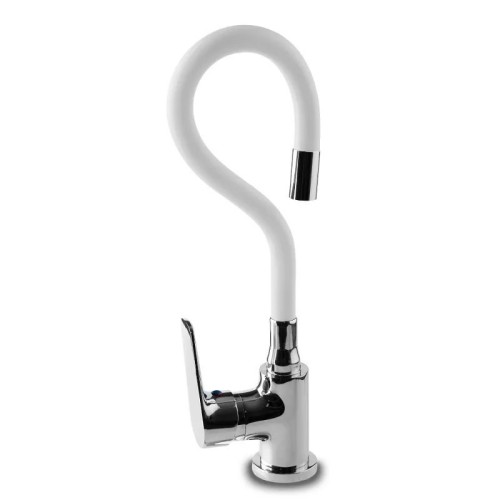 Grifo Fregadero Caño Goma Flexible Blanco serie Java Artic - 2