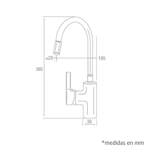 Grifo para Fregadero Caño Goma Flexible Gris serie Java Artic - 5 Grifo para Fregadero Caño Goma Flexible Gris serie Java Artic - 5