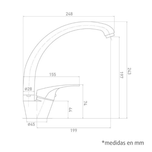 Grifo Monomando Fregadero con Tubo Alto serie Pacific Artic - 5
