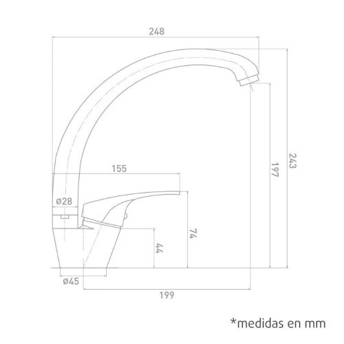 Grifo Monomando Fregadero con Tubo Alto serie Pacific Artic - 5 Grifo Monomando Fregadero con Tubo Alto serie Pacific Artic - 5