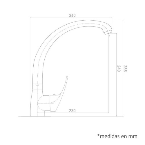 Grifo Monomando Fregadero con Caño Fundido Alto serie Pacific Artic - 6