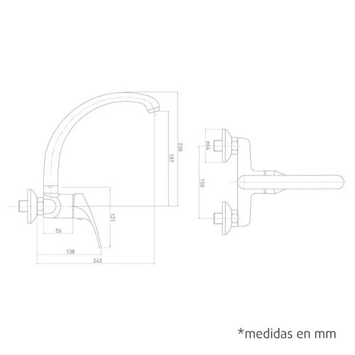 Monomando Fregadero Caño Fundido serie Pacific Artic - 3