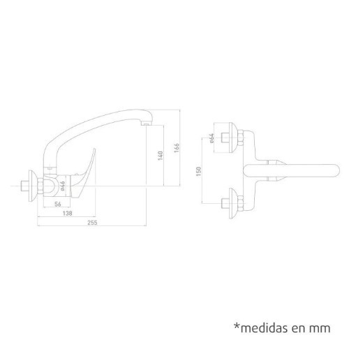 Grifo Monomando Fregadero Pared Caño Fundido Bajo serie Pacific Artic - 3 Grifo Monomando Fregadero Pared Caño Fundido Bajo serie Pacific Artic - 3